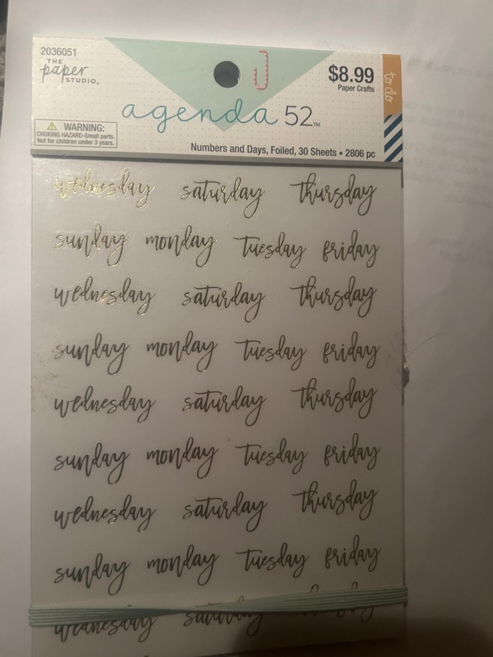 Agenda 52 Foiled Day Stickers - Gold Script